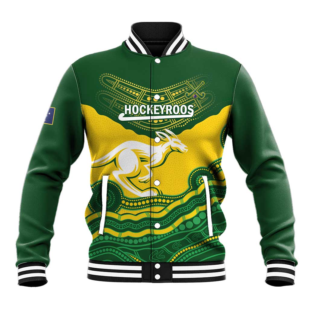 Custom Australia Hockeyroos Baseball Jacket Aussie Kangaroo Indigenous Art