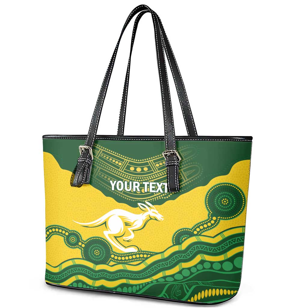 Custom Australia Hockeyroos Leather Tote Bag Aussie Kangaroo Indigenous Art