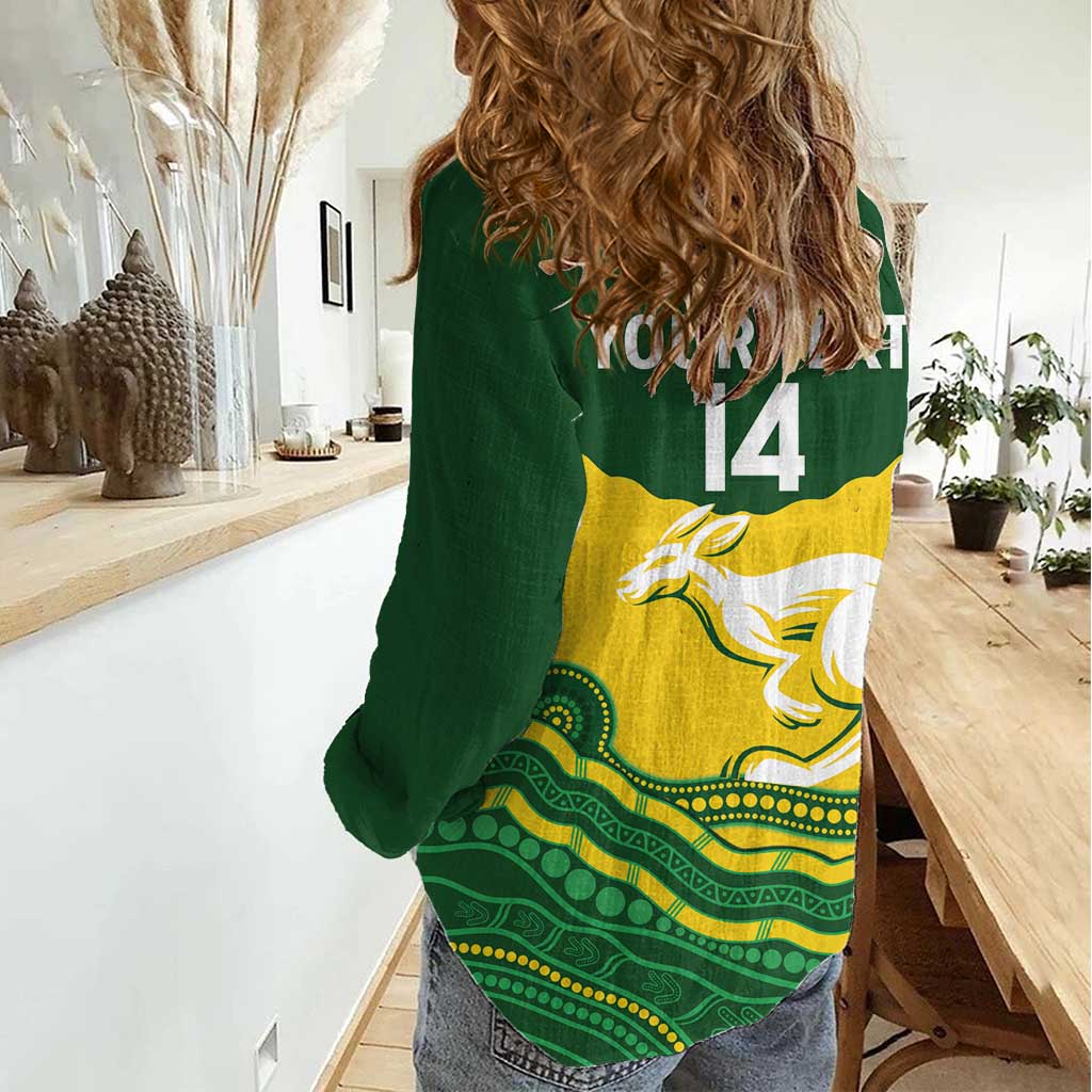 Custom Australia Hockeyroos Women Casual Shirt Aussie Kangaroo Indigenous Art