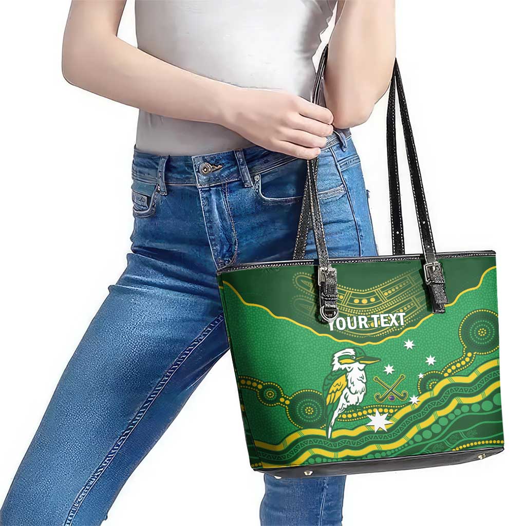 Custom Australia Kookaburras Leather Tote Bag Indigenous Art