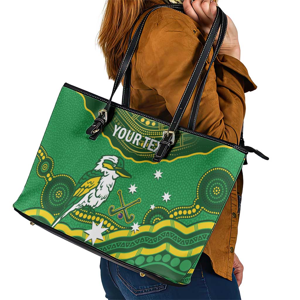 Custom Australia Kookaburras Leather Tote Bag Indigenous Art