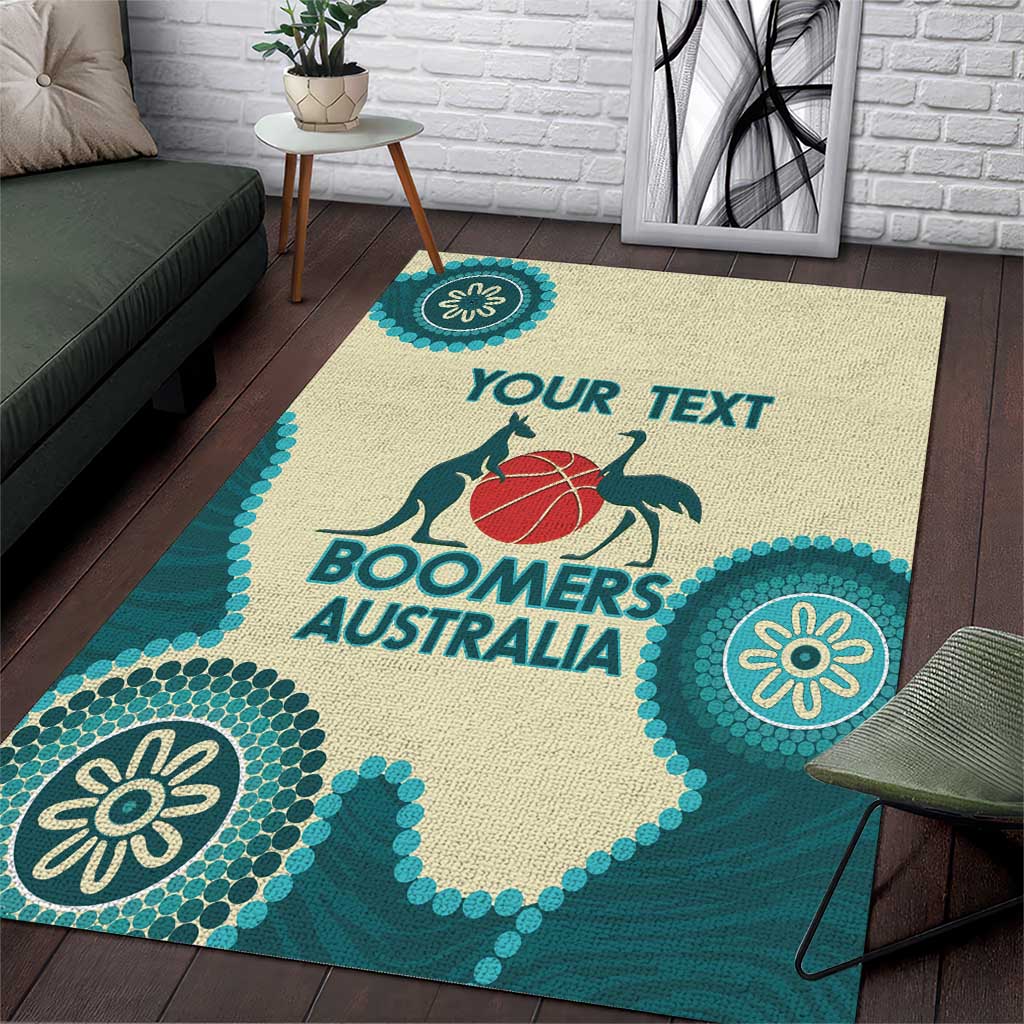 Custom Australia Boomers Area Rug Aboriginal With Marble Pattern - Cyan