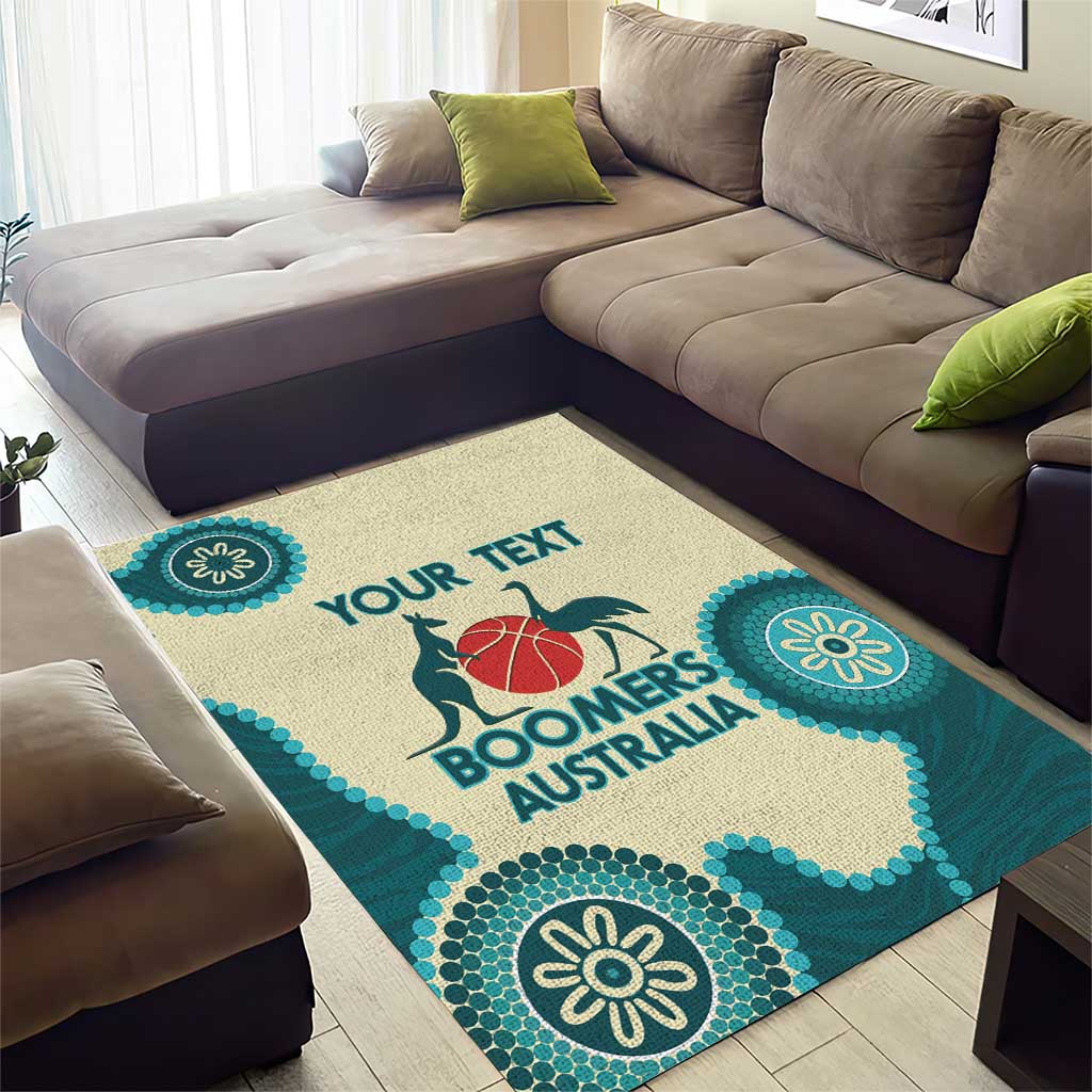 Custom Australia Boomers Area Rug Aboriginal With Marble Pattern - Cyan