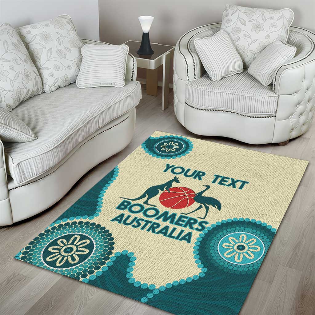 Custom Australia Boomers Area Rug Aboriginal With Marble Pattern - Cyan