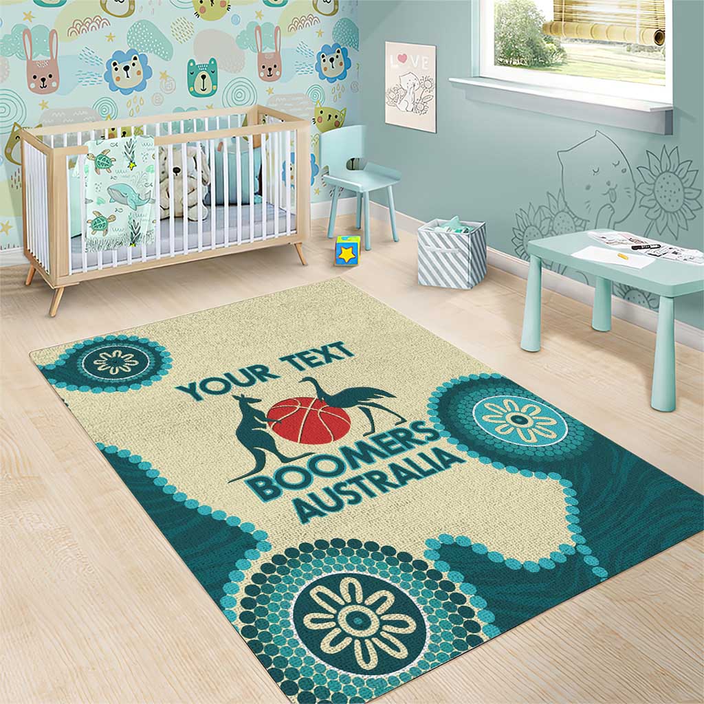 Custom Australia Boomers Area Rug Aboriginal With Marble Pattern - Cyan