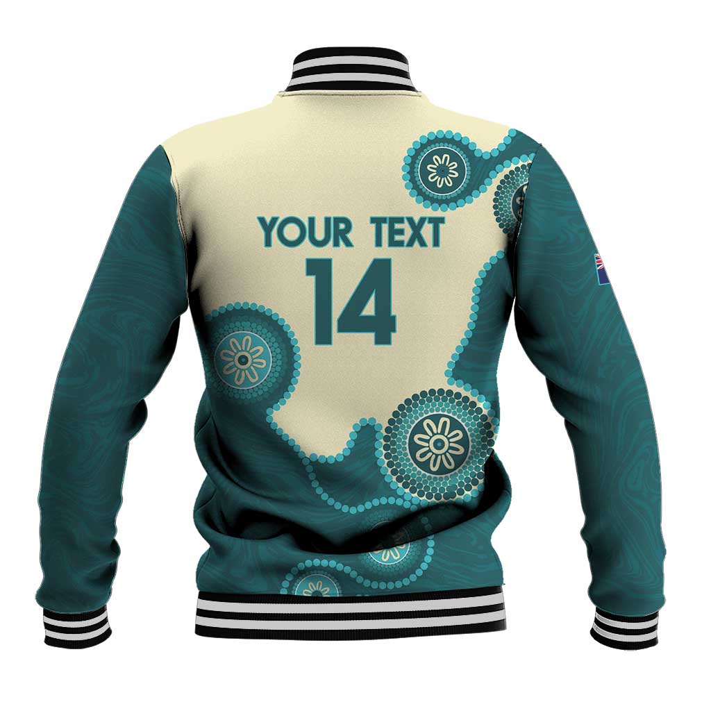 Custom Australia Boomers Baseball Jacket Aboriginal With Marble Pattern - Cyan