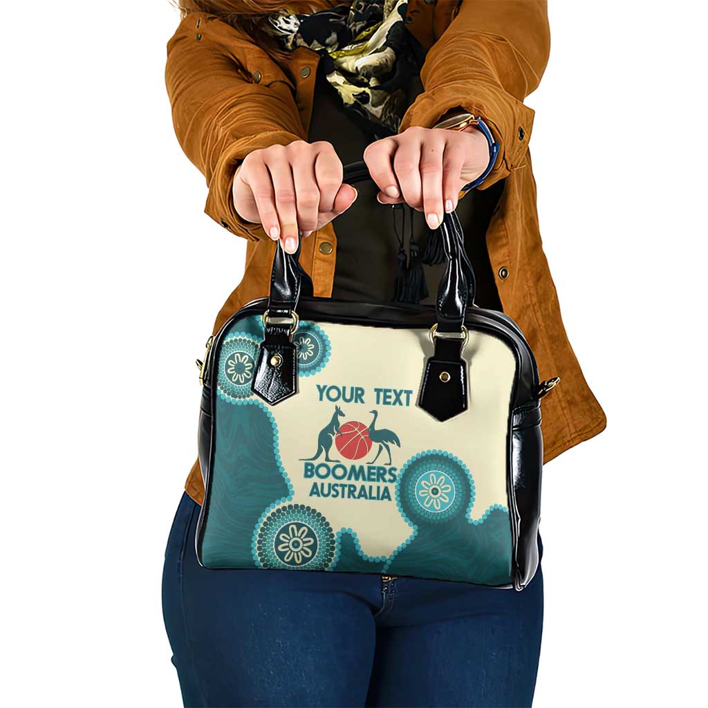 Custom Australia Boomers Shoulder Handbag Aboriginal With Marble Pattern - Cyan