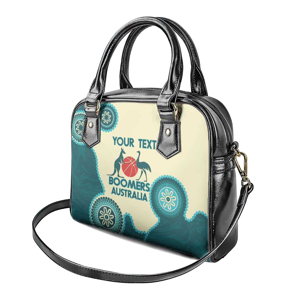 Custom Australia Boomers Shoulder Handbag Aboriginal With Marble Pattern - Cyan