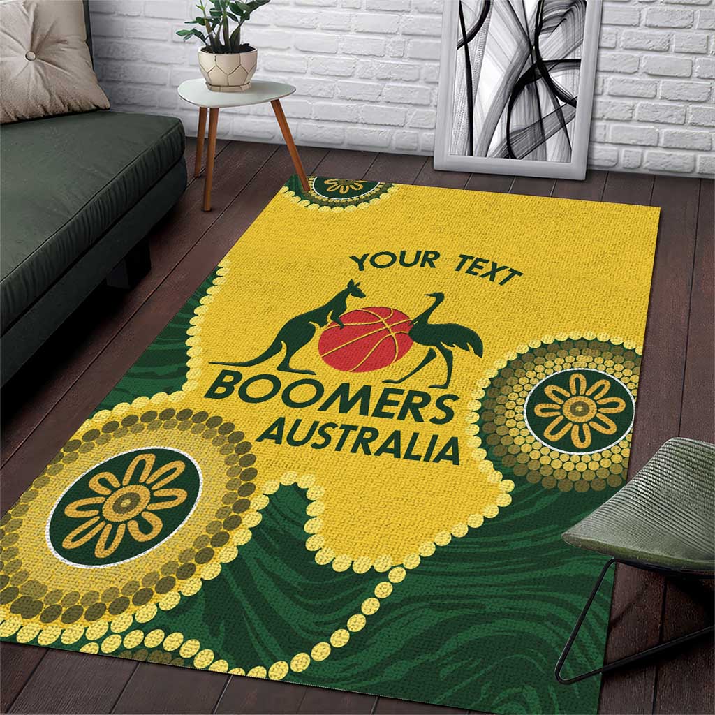 Custom Australia Boomers Area Rug Aboriginal With Marble Pattern - Yellow