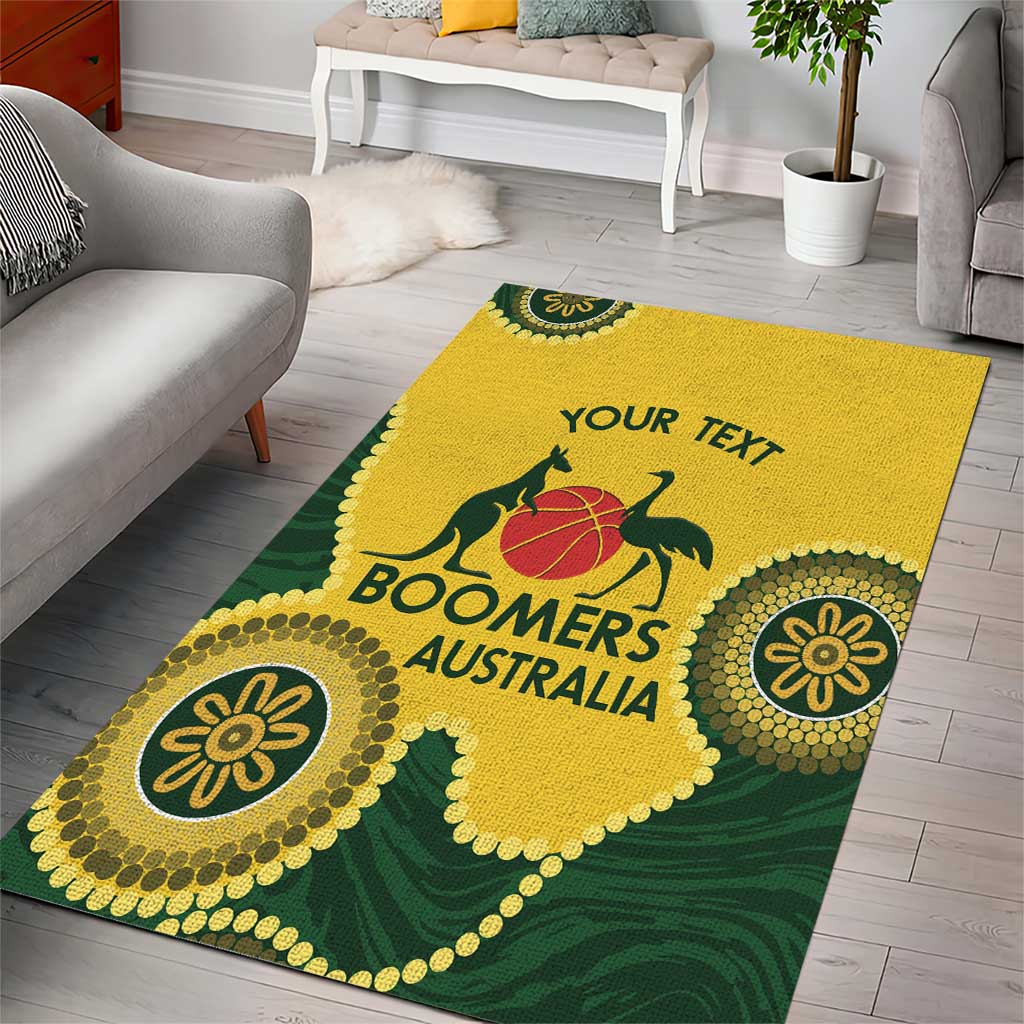 Custom Australia Boomers Area Rug Aboriginal With Marble Pattern - Yellow