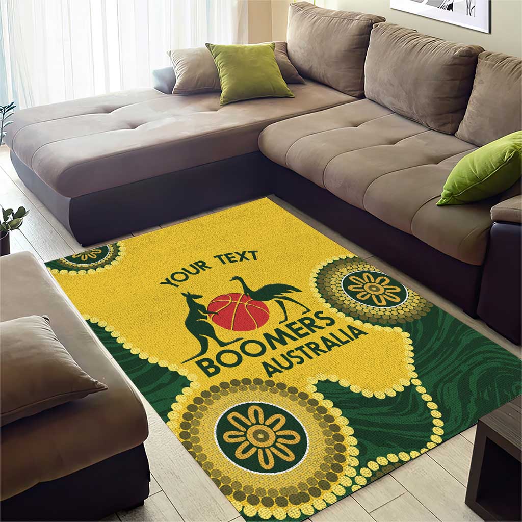 Custom Australia Boomers Area Rug Aboriginal With Marble Pattern - Yellow