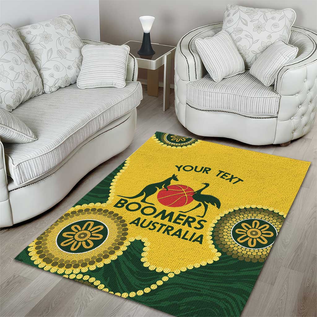 Custom Australia Boomers Area Rug Aboriginal With Marble Pattern - Yellow