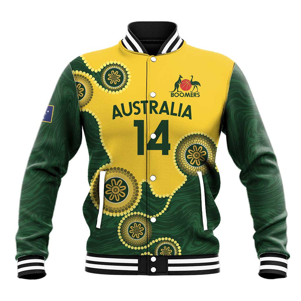 Custom Australia Boomers Baseball Jacket Aboriginal With Marble Pattern - Yellow