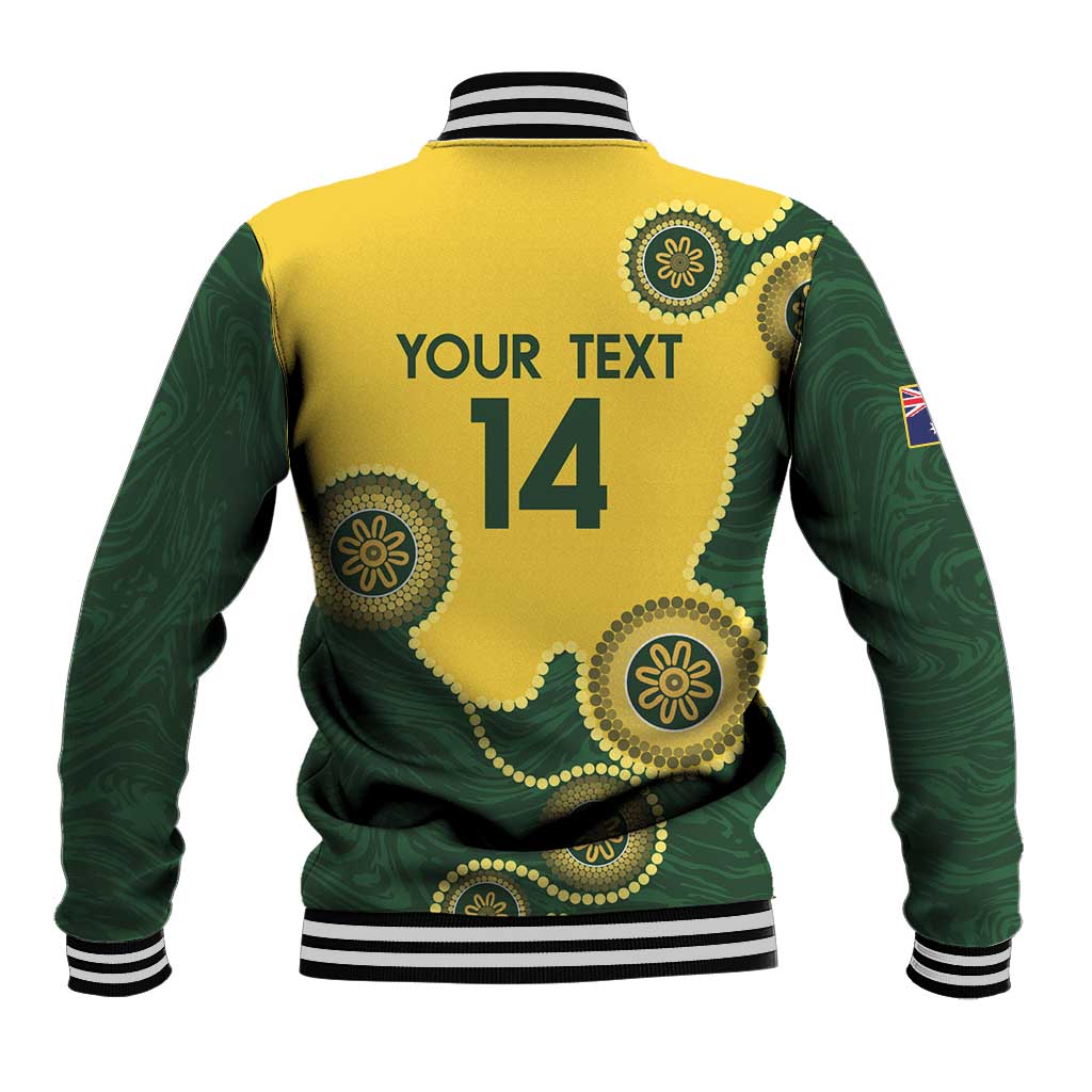 Custom Australia Boomers Baseball Jacket Aboriginal With Marble Pattern - Yellow