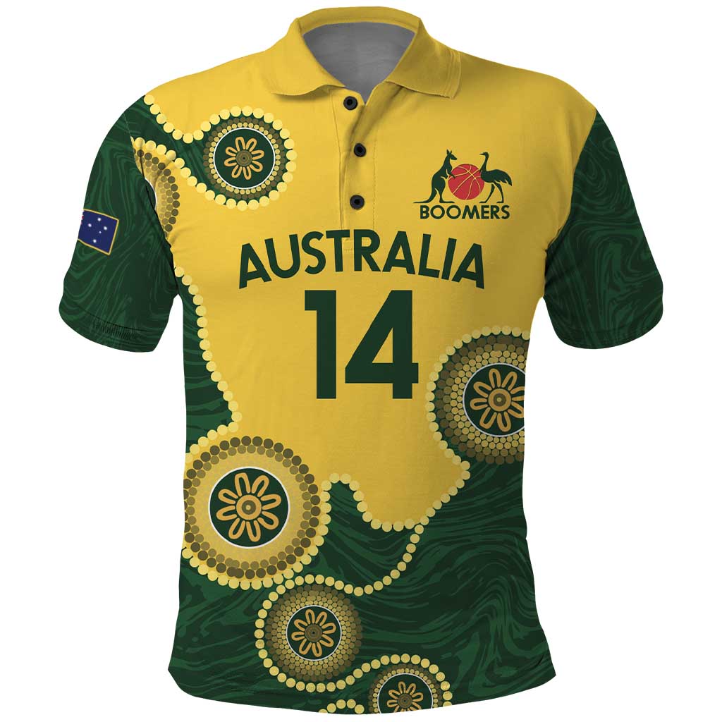 Custom Australia Boomers Polo Shirt Aboriginal With Marble Pattern - Yellow