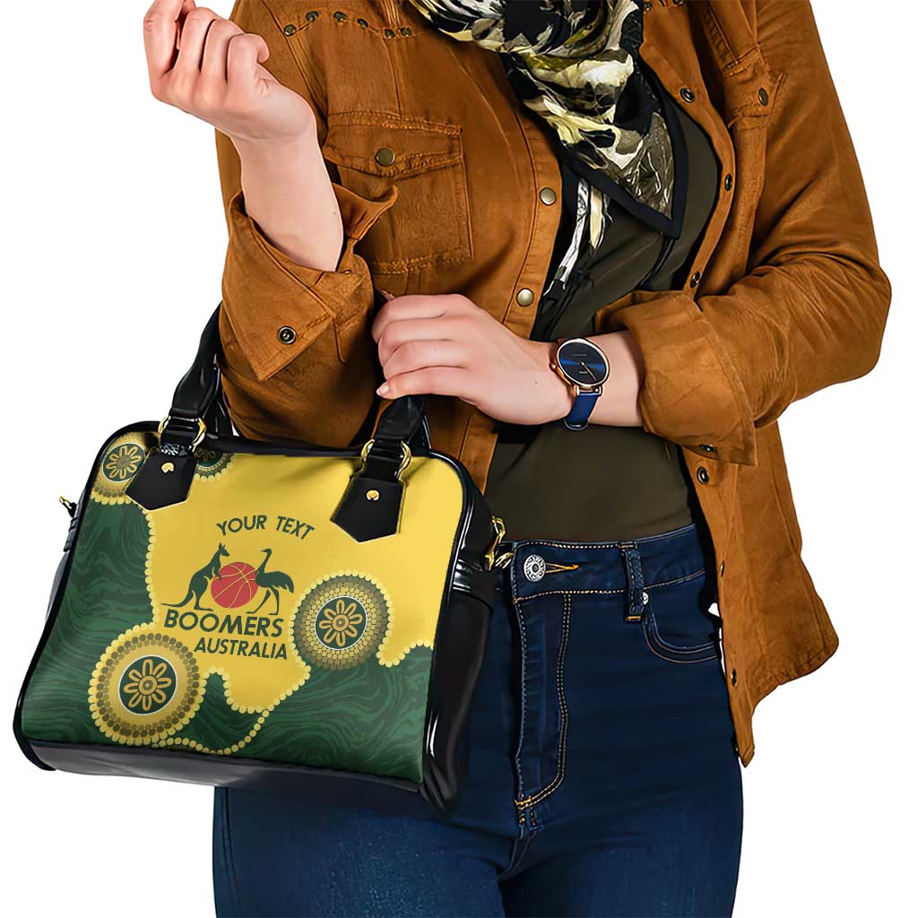 Custom Australia Boomers Shoulder Handbag Aboriginal With Marble Pattern - Yellow