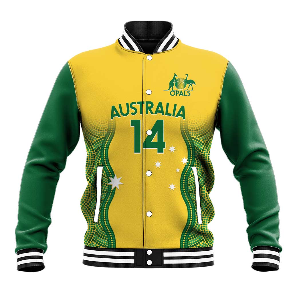 Custom Australia Opals Baseball Jacket Indigenous Art