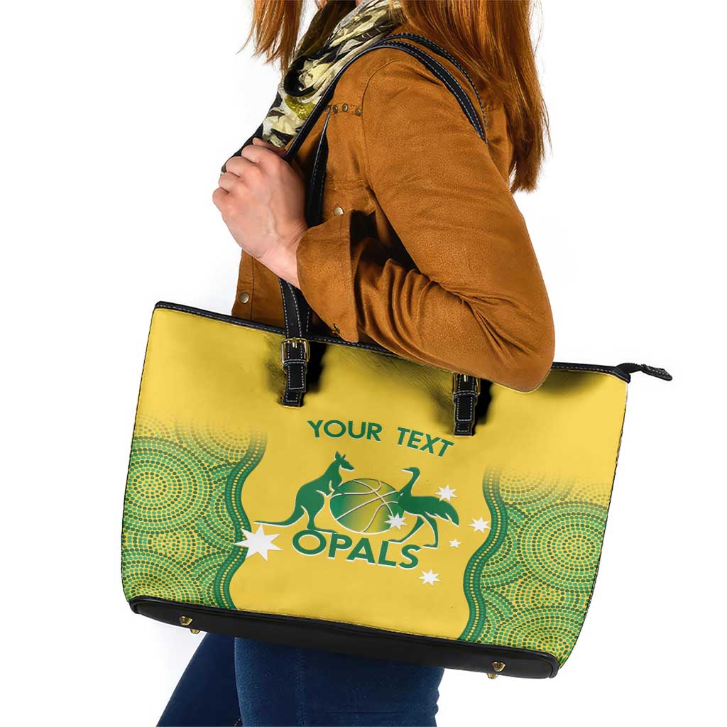 Custom Australia Opals Leather Tote Bag Indigenous Art