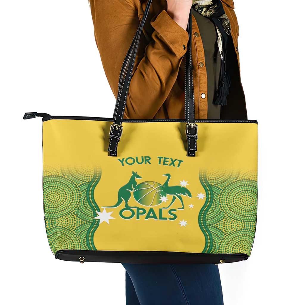 Custom Australia Opals Leather Tote Bag Indigenous Art