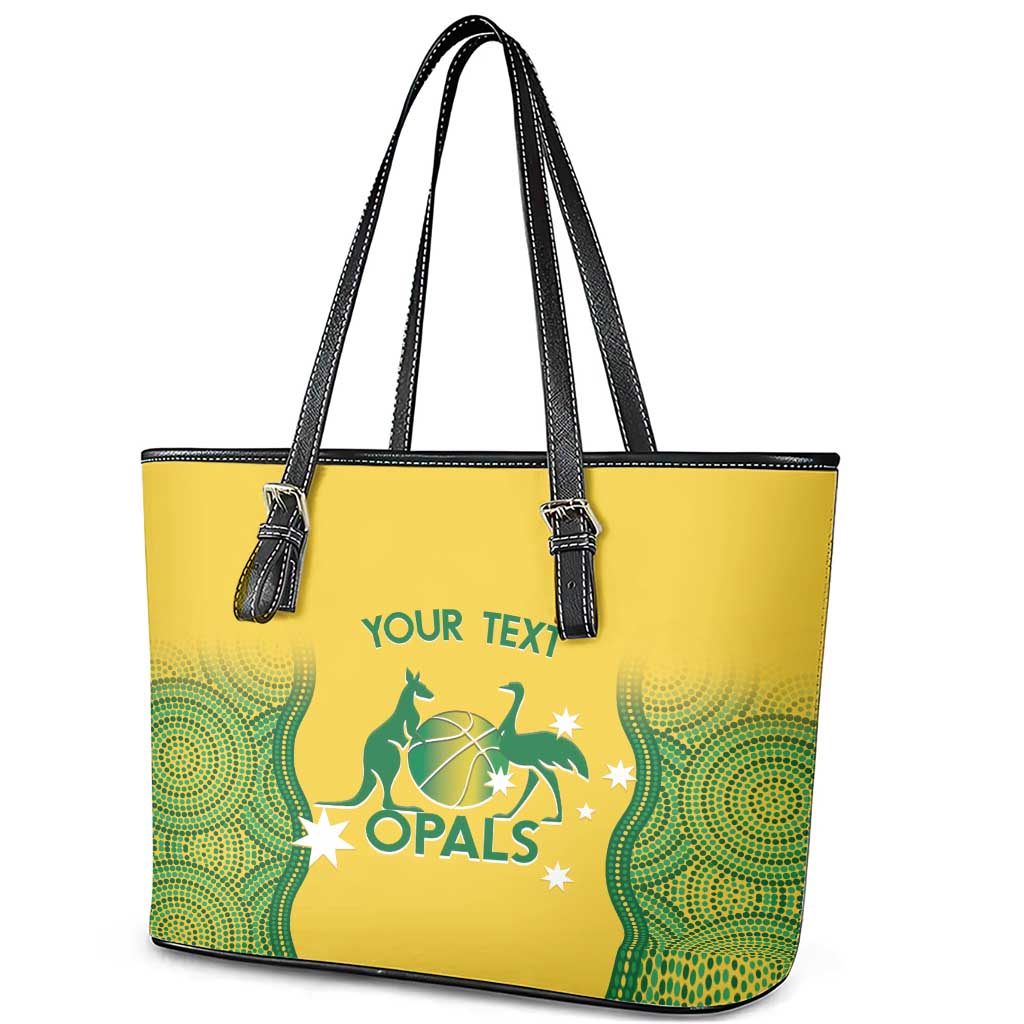 Custom Australia Opals Leather Tote Bag Indigenous Art