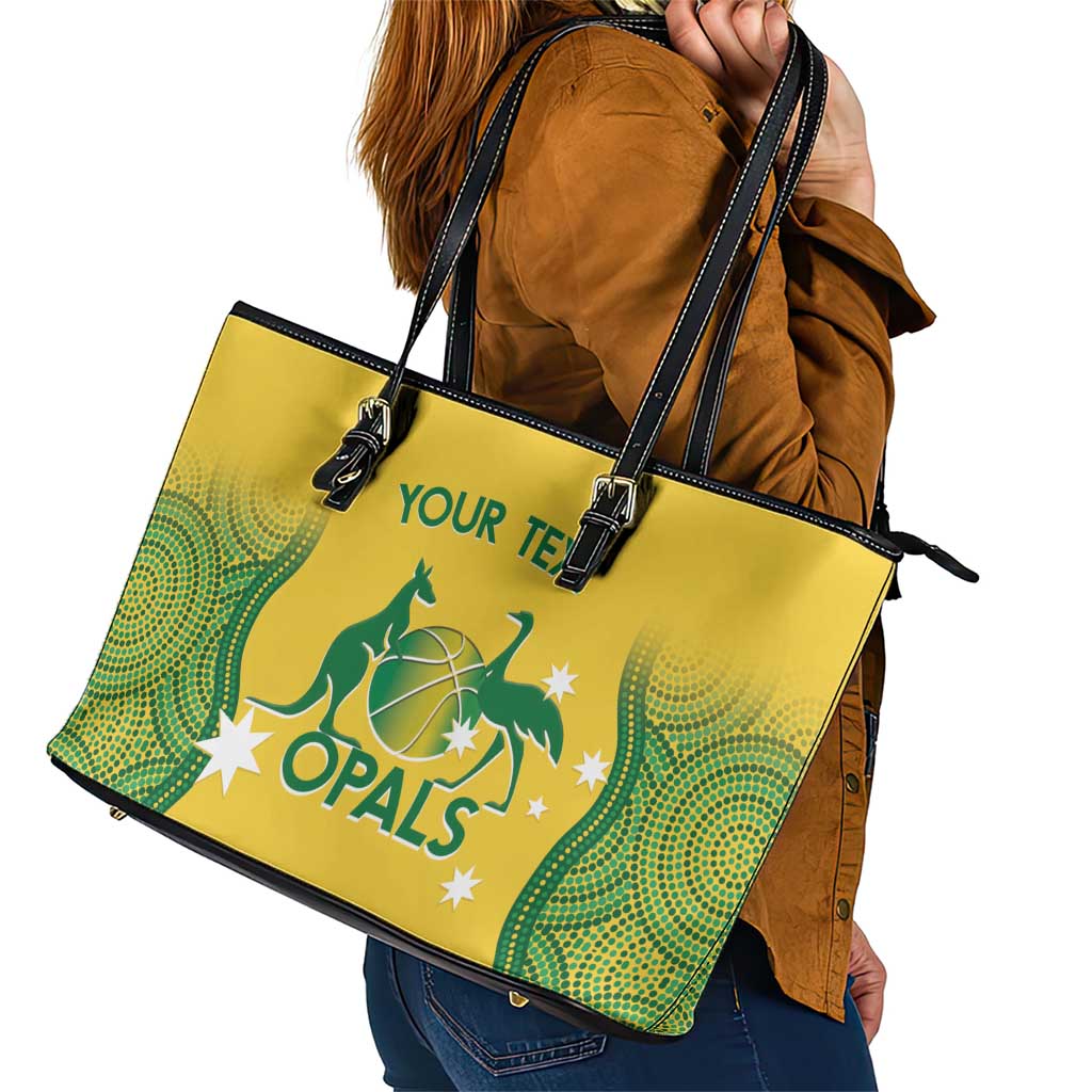 Custom Australia Opals Leather Tote Bag Indigenous Art