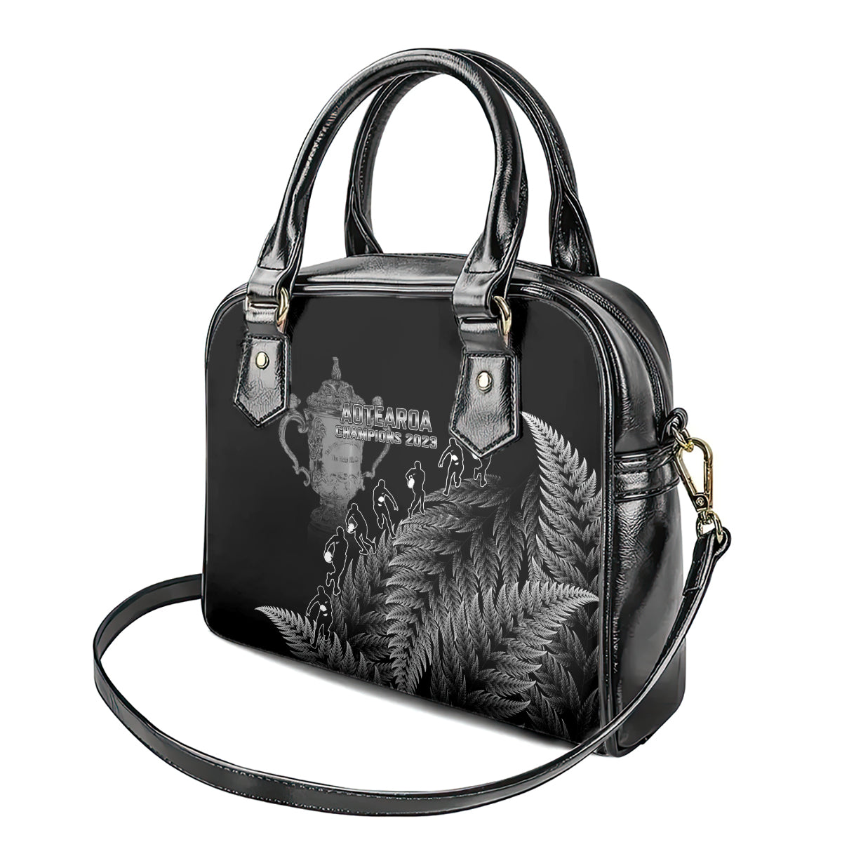 custom-new-zealand-silver-fern-rugby-shoulder-handbag-all-black-go-champions-2023-with-trophy-proud