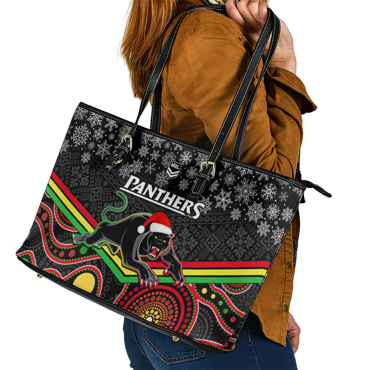 custom-panthers-rugby-christmas-leather-tote-bag-merry-xmas-2023-mix-aboriginal-art-black-version