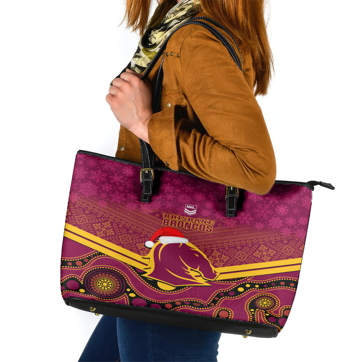 custom-brisbane-broncos-rugby-christmas-leather-tote-bag-merry-xmas-2023-mix-aboriginal-art