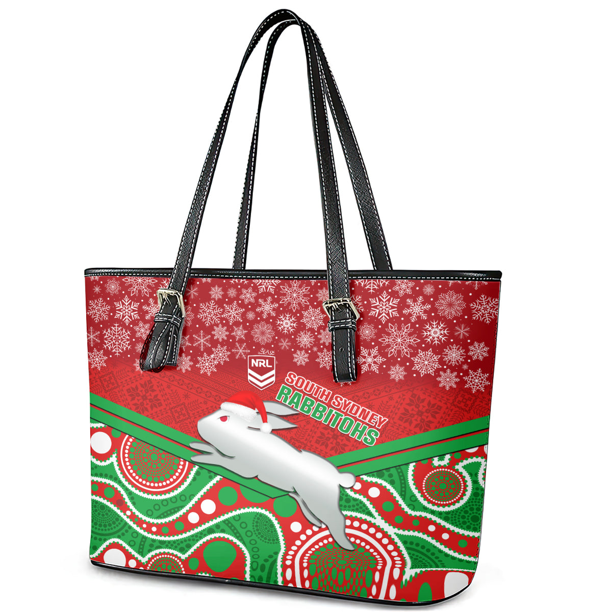 custom-rabbitohs-rugby-christmas-leather-tote-bag-merry-xmas-2023-mix-aboriginal-art