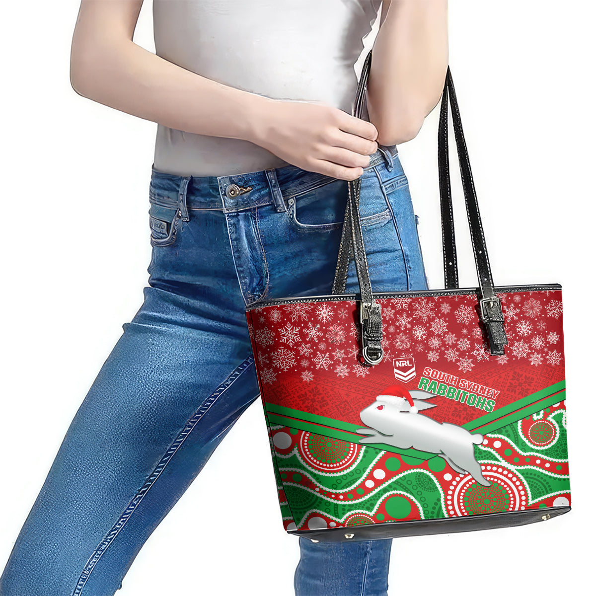 custom-rabbitohs-rugby-christmas-leather-tote-bag-merry-xmas-2023-mix-aboriginal-art