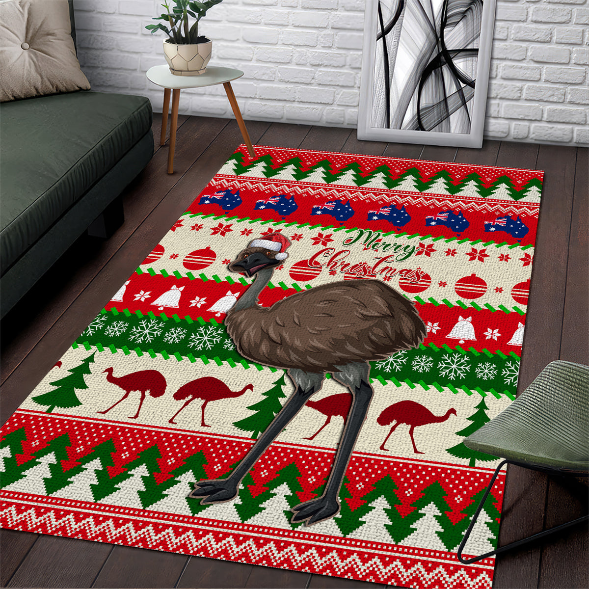 australia-christmas-area-rug-aussie-emu-santa-merry-xmas