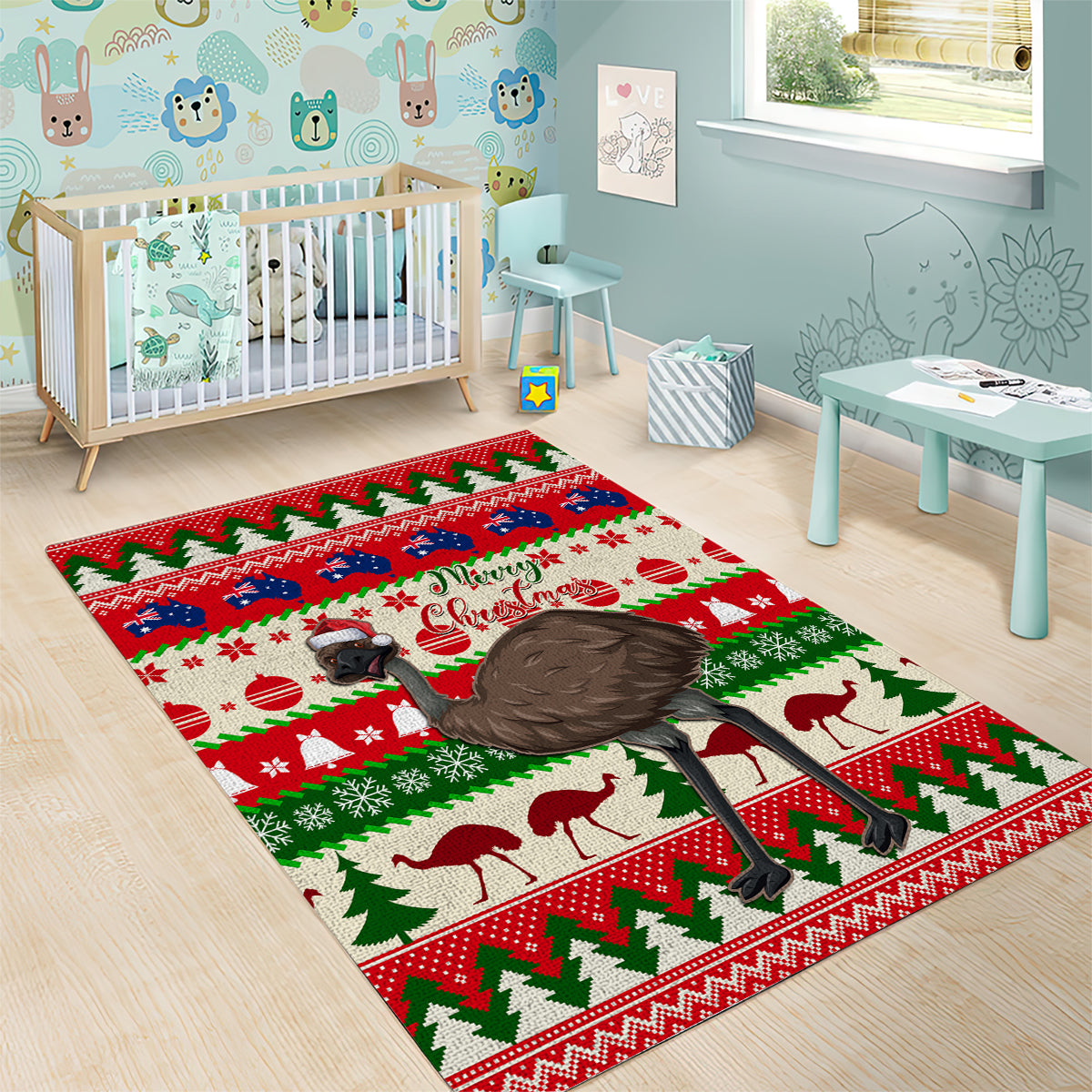 australia-christmas-area-rug-aussie-emu-santa-merry-xmas