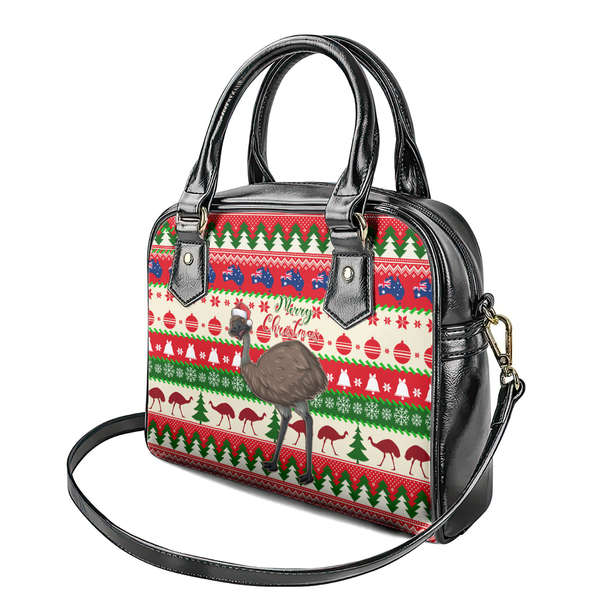 australia-christmas-shoulder-handbag-aussie-emu-santa-merry-xmas