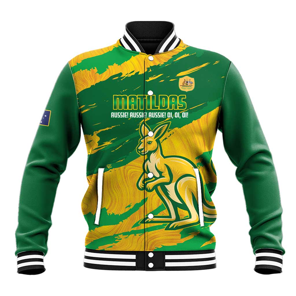 Custom Australia Soccer Baseball Jacket 2025 Go Matildas Marble Grunge Style