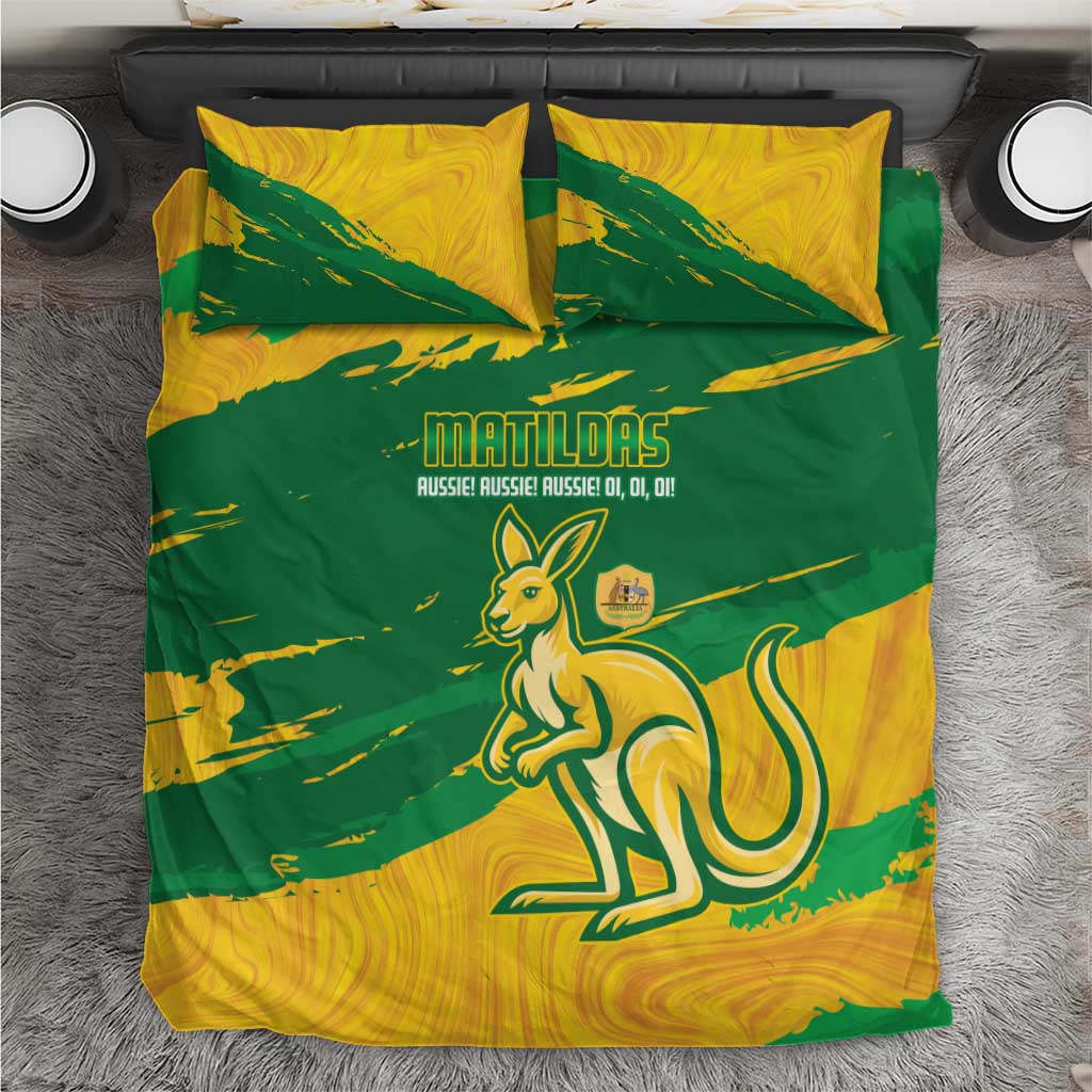 Australia Soccer Bedding Set 2025 Go Matildas Marble Grunge Style