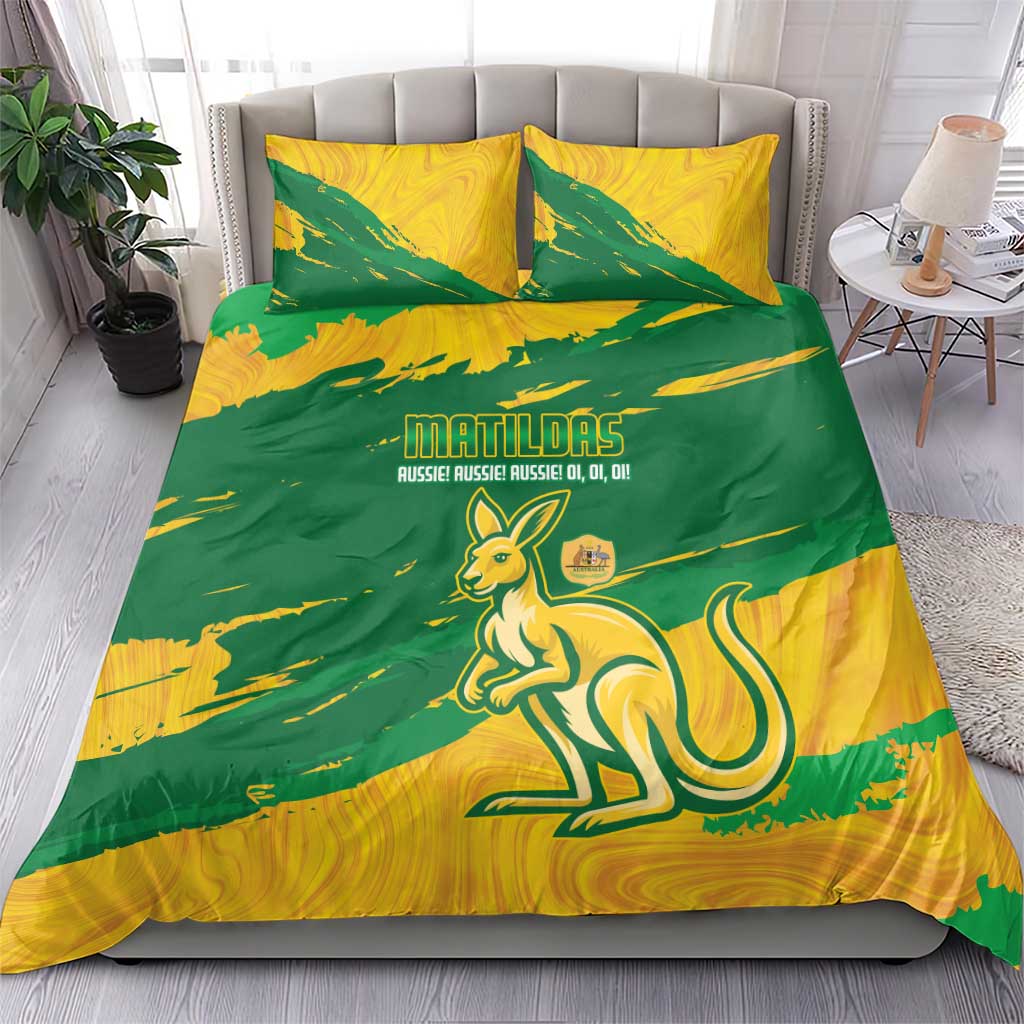 Australia Soccer Bedding Set 2025 Go Matildas Marble Grunge Style