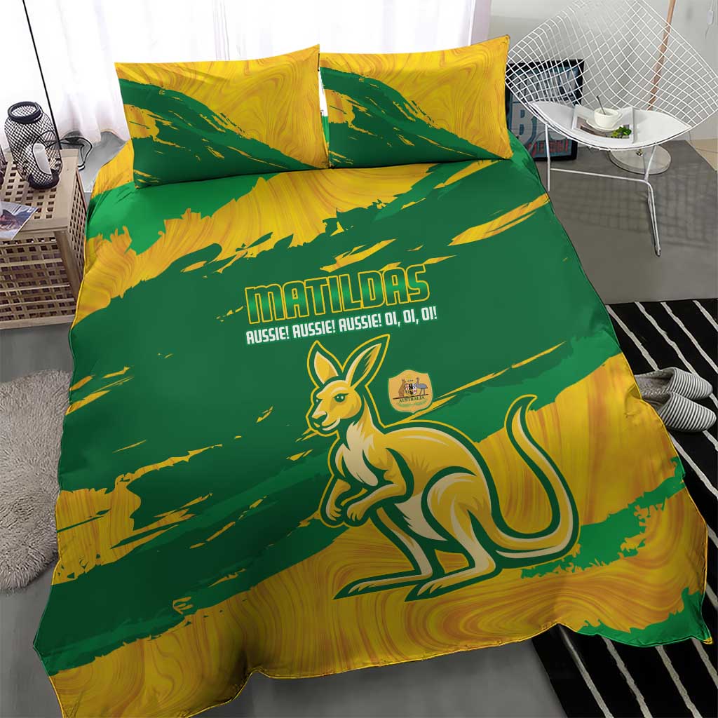 Australia Soccer Bedding Set 2025 Go Matildas Marble Grunge Style