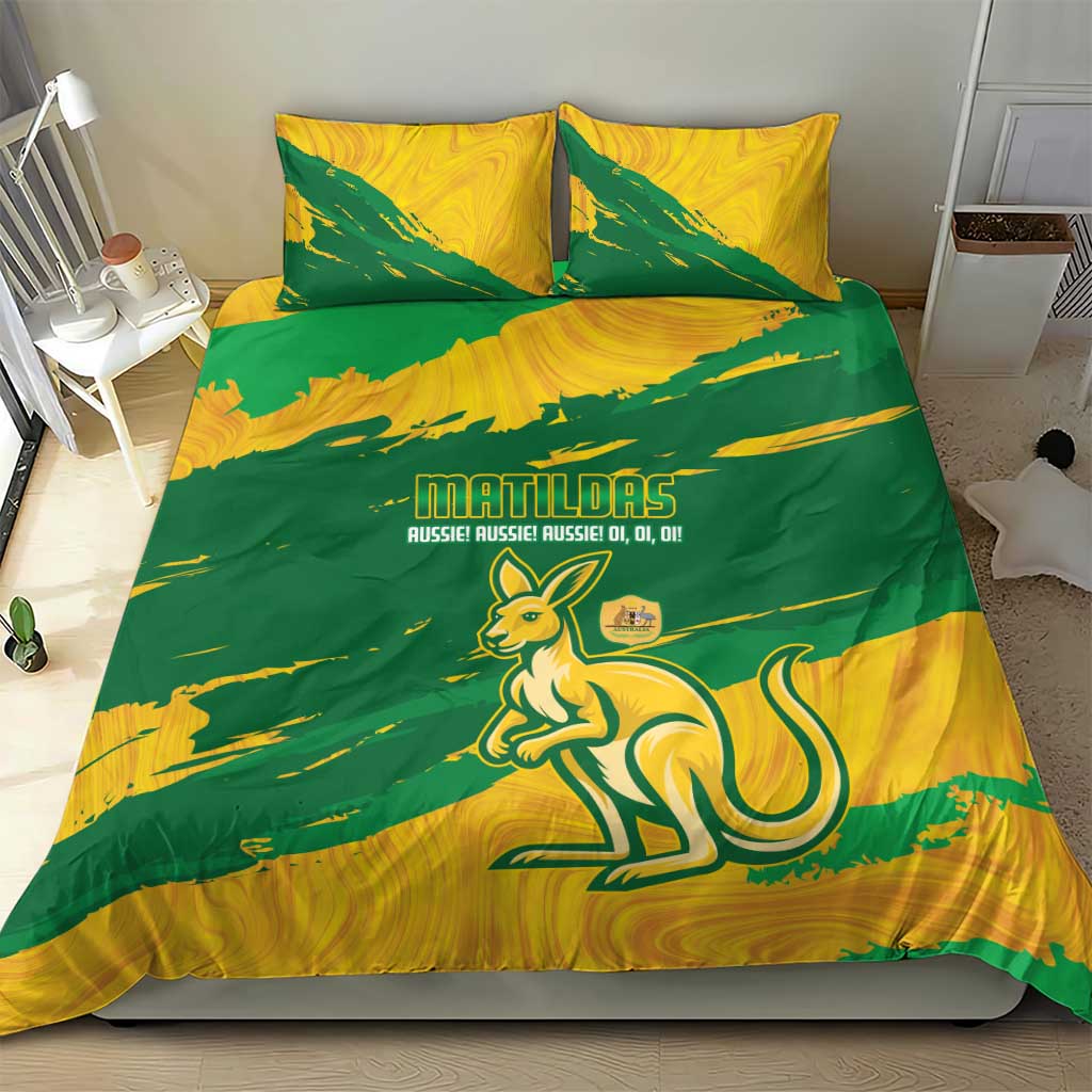 Australia Soccer Bedding Set 2025 Go Matildas Marble Grunge Style