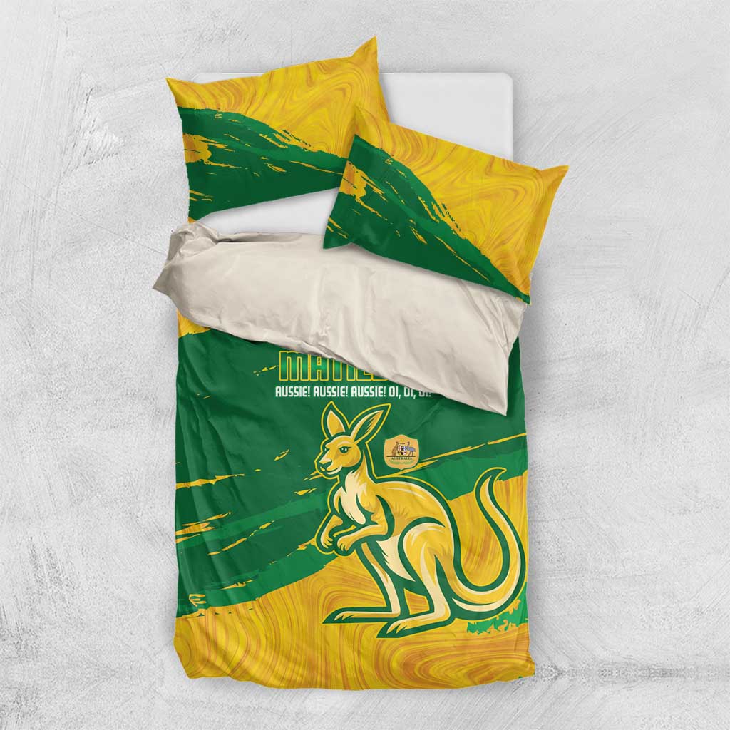 Australia Soccer Bedding Set 2025 Go Matildas Marble Grunge Style