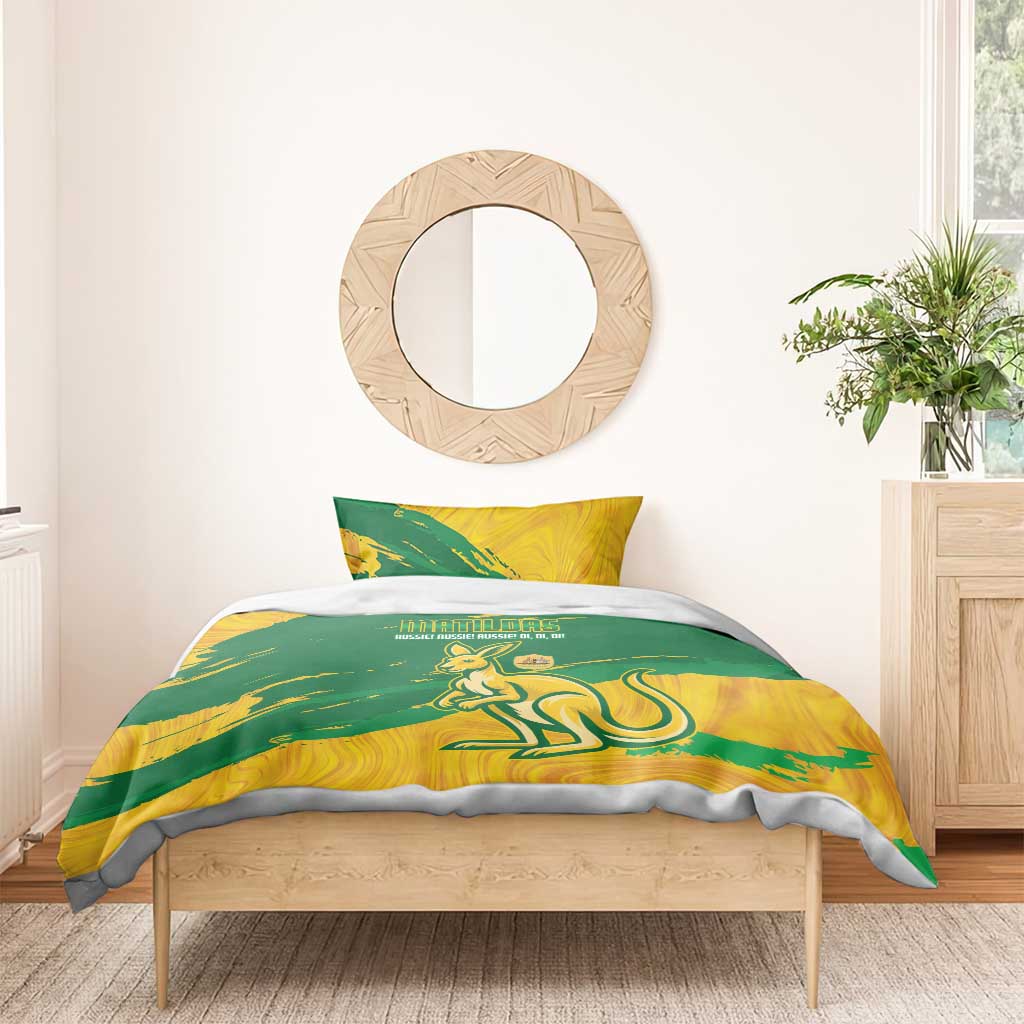 Australia Soccer Bedding Set 2025 Go Matildas Marble Grunge Style