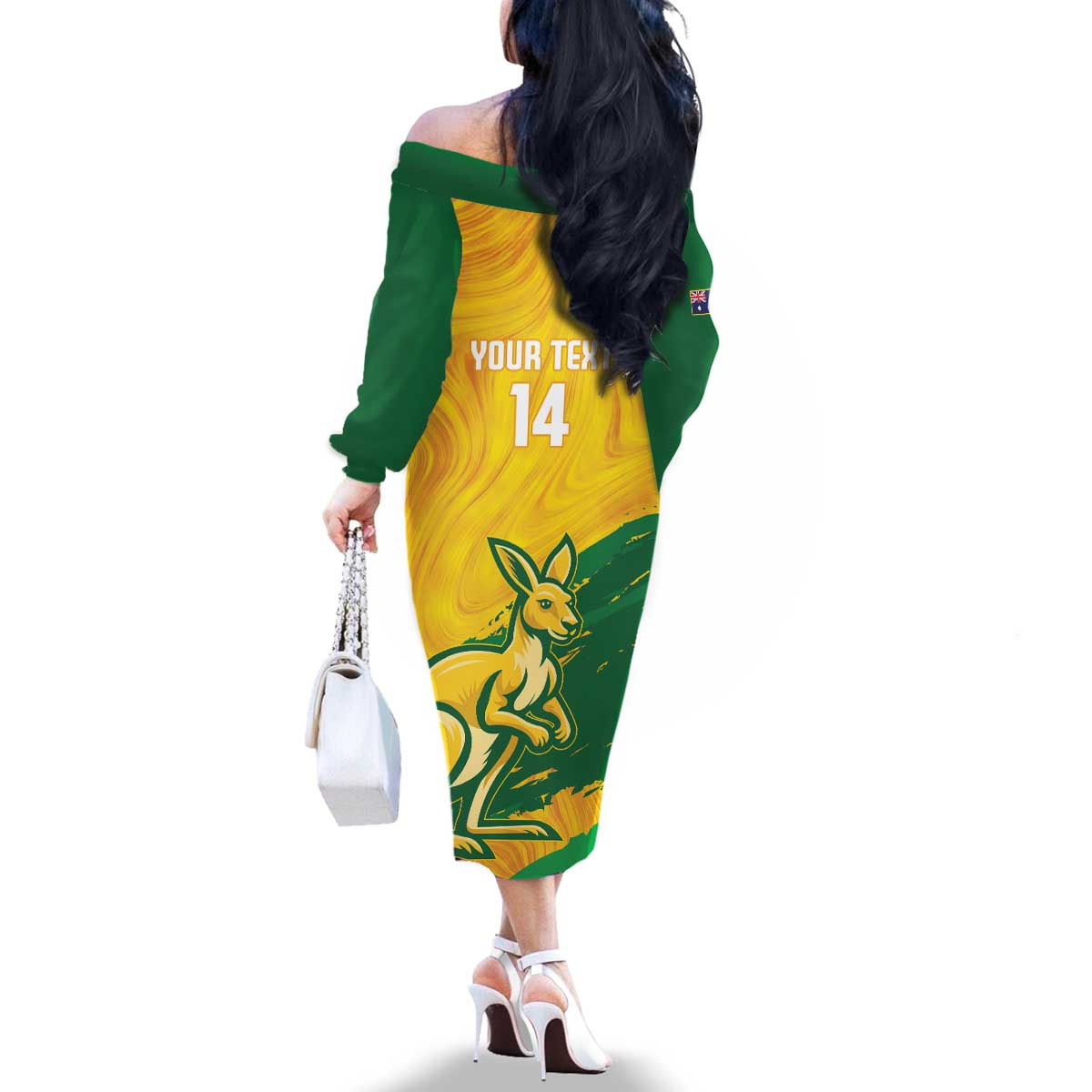 Custom Australia Soccer Family Matching Off The Shoulder Long Sleeve Dress and Hawaiian Shirt 2025 Go Matildas Marble Grunge Style