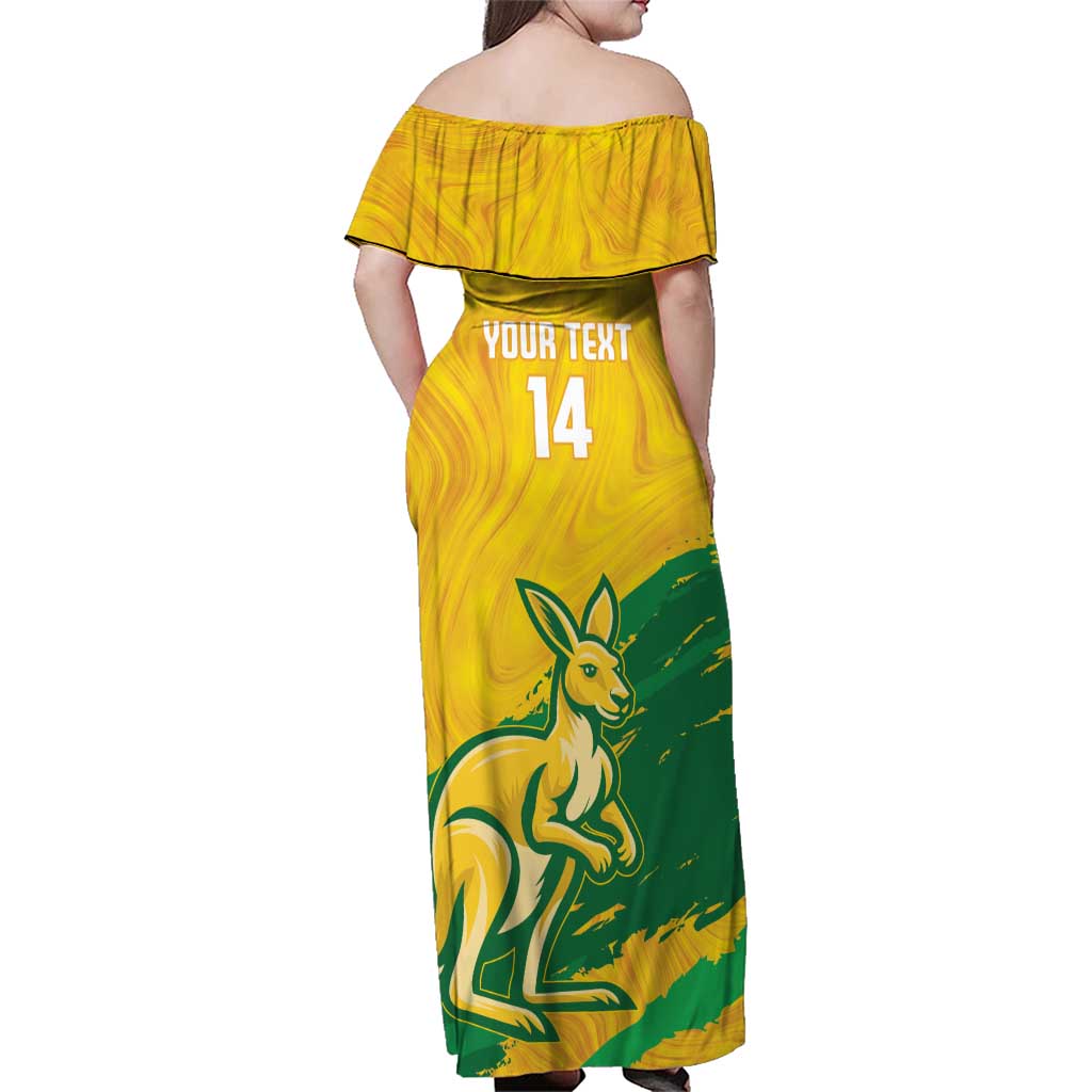 Custom Australia Soccer Family Matching Off Shoulder Maxi Dress and Hawaiian Shirt 2025 Go Matildas Marble Grunge Style