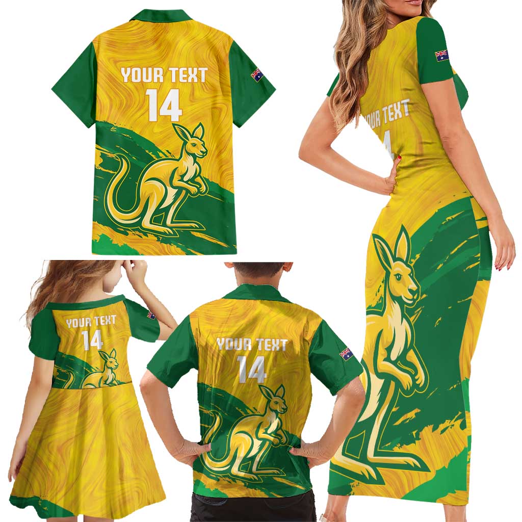 Custom Australia Soccer Family Matching Short Sleeve Bodycon Dress and Hawaiian Shirt 2025 Go Matildas Marble Grunge Style