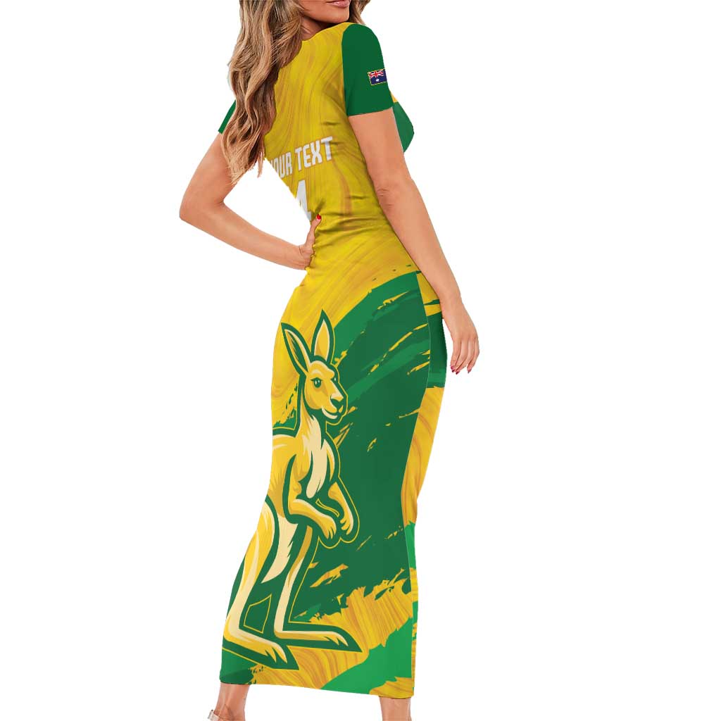 Custom Australia Soccer Family Matching Short Sleeve Bodycon Dress and Hawaiian Shirt 2025 Go Matildas Marble Grunge Style