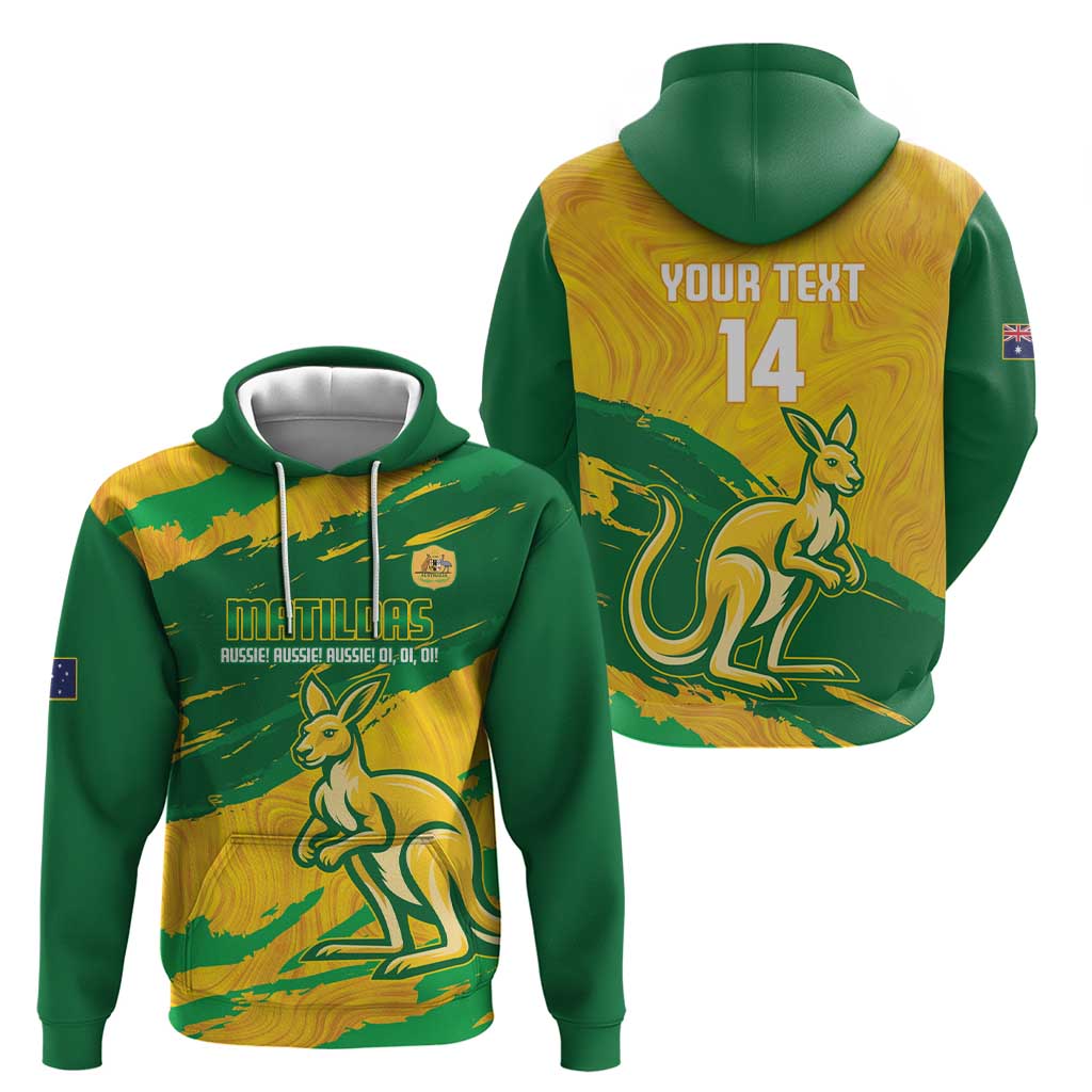 Custom Australia Soccer Hoodie 2025 Go Matildas Marble Grunge Style