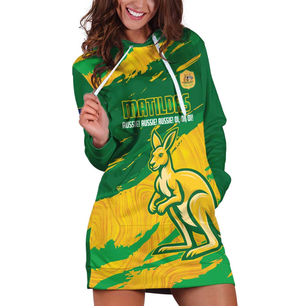 Custom Australia Soccer Hoodie Dress 2025 Go Matildas Marble Grunge Style