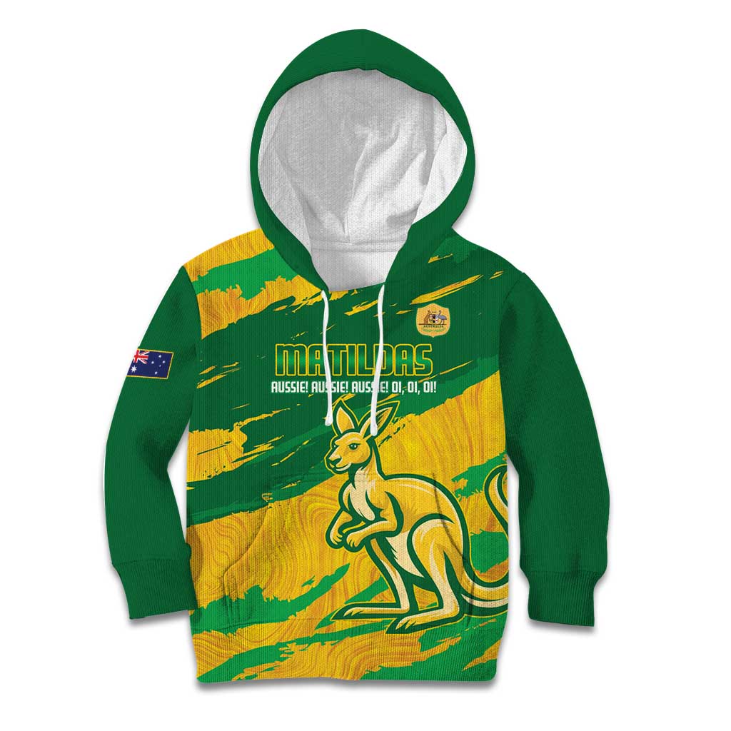 Custom Australia Soccer Kid Hoodie 2025 Go Matildas Marble Grunge Style