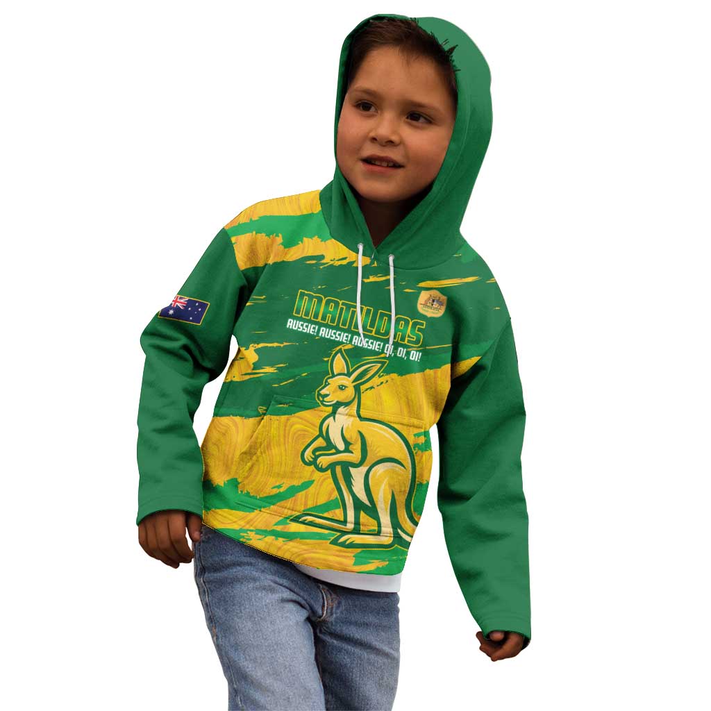 Custom Australia Soccer Kid Hoodie 2025 Go Matildas Marble Grunge Style