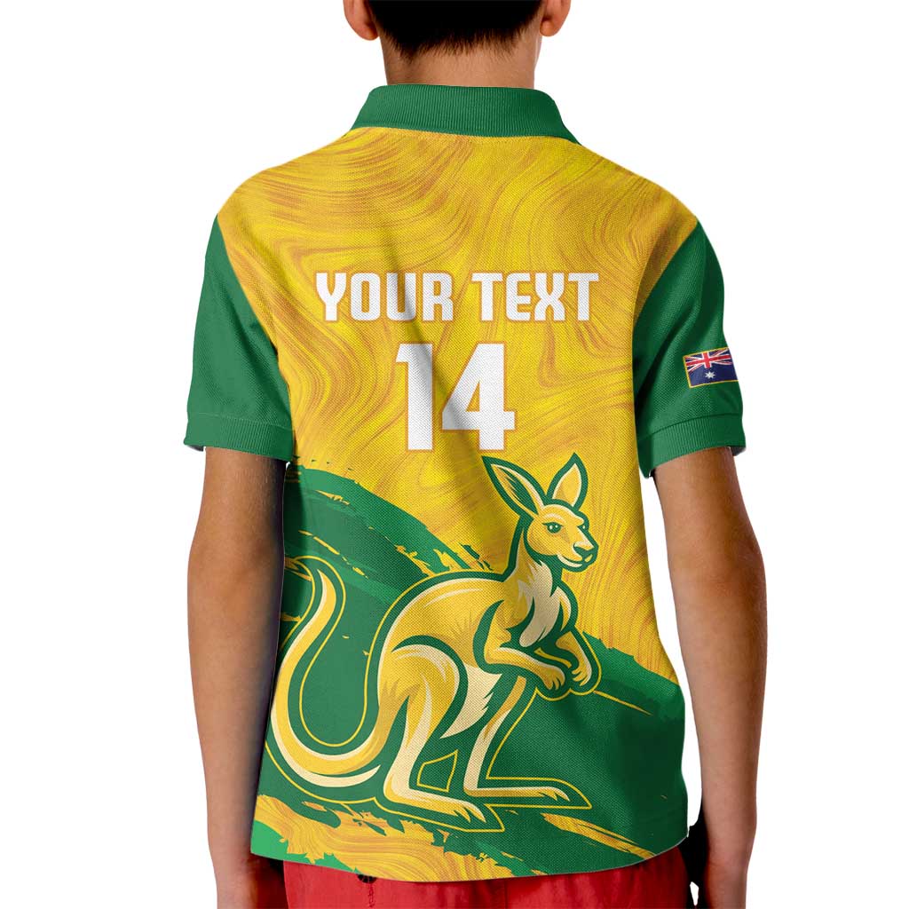 Custom Australia Soccer Kid Polo Shirt 2025 Go Matildas Marble Grunge Style