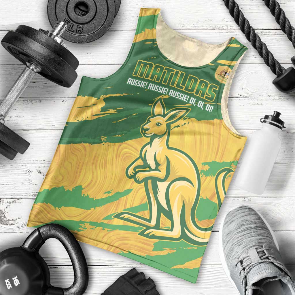 Custom Australia Soccer Men Tank Top 2025 Go Matildas Marble Grunge Style